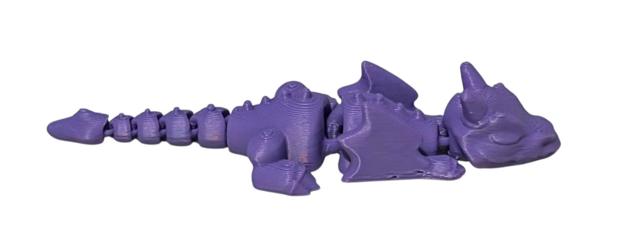 3D printed Lazy Dragon - 8-1/4" - Purple