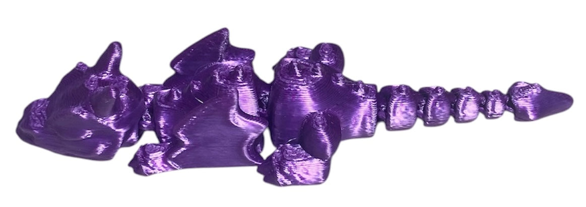 3D printed 4" Lazy Dragon, Purple Silk