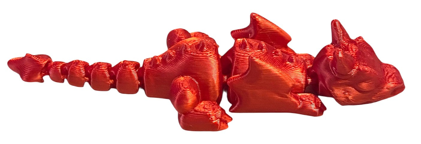 3D printed Lazy Dragon - 8-1/4" - Candy Red