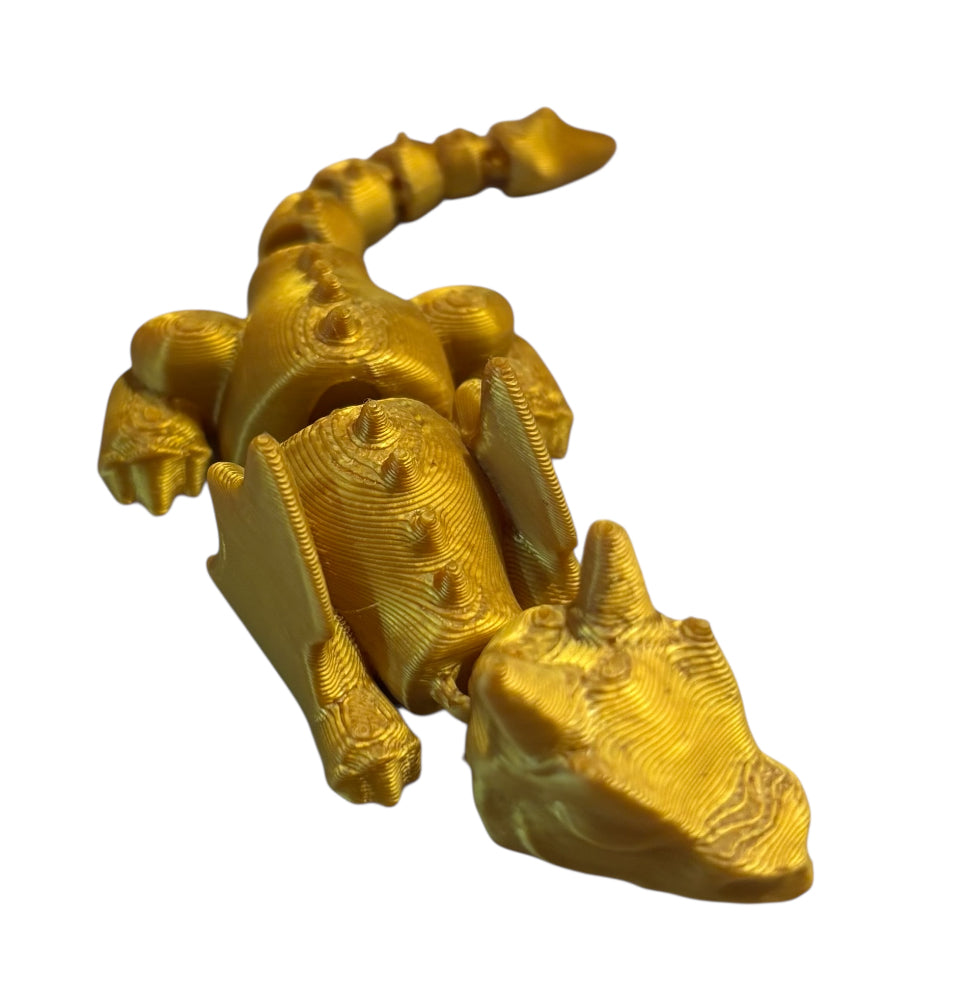 3D printed Lazy Dragon - 8-1/4" - Light Gold Silk