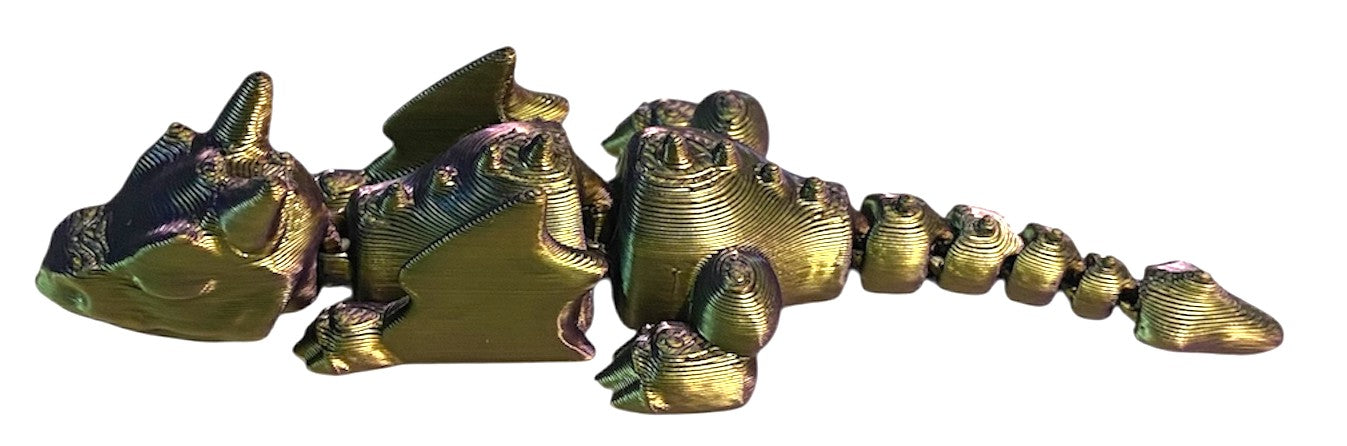3D printed 4" Lazy Dragon Black/Gold/Purple