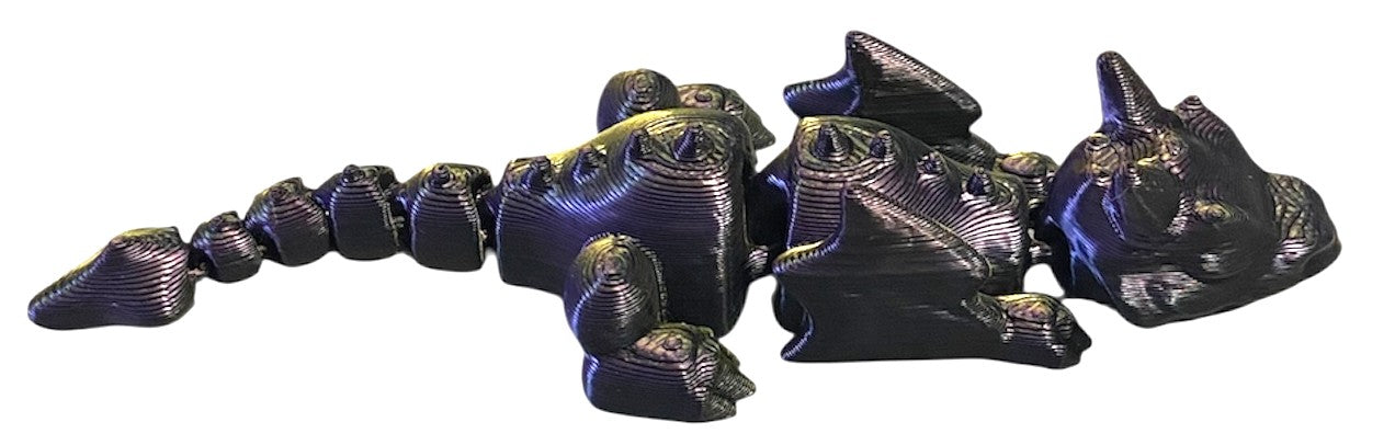 3D printed 4" Lazy Dragon Black/Gold/Purple
