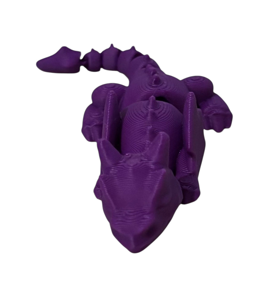 3D printed Lazy Dragon - 8-1/4" - Purple