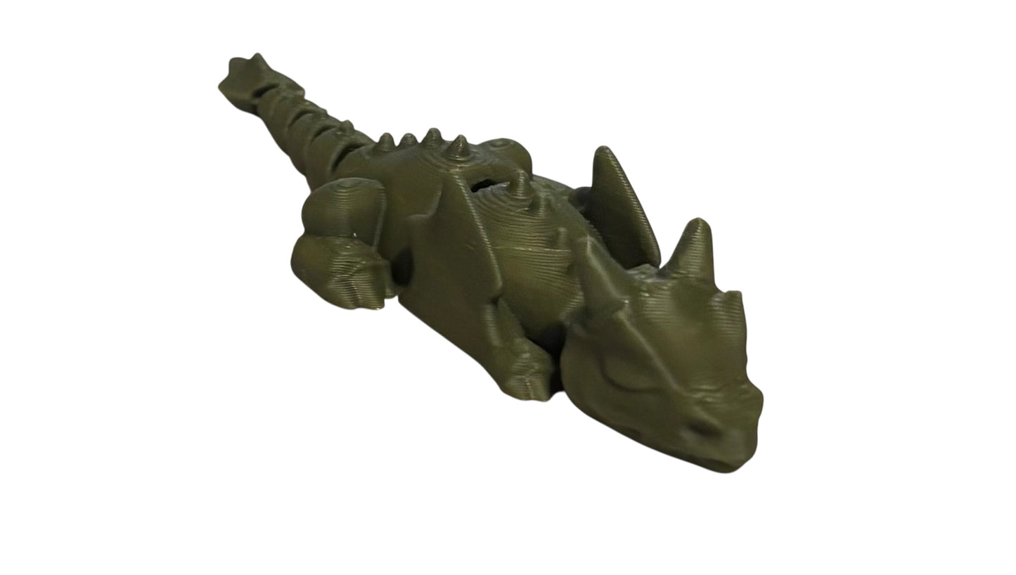 3D printed Lazy Dragon - 8-1/4" - Army Green