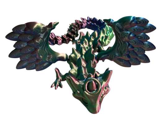 3D printed 14" Angel Dragon - Blue/Green/Purple