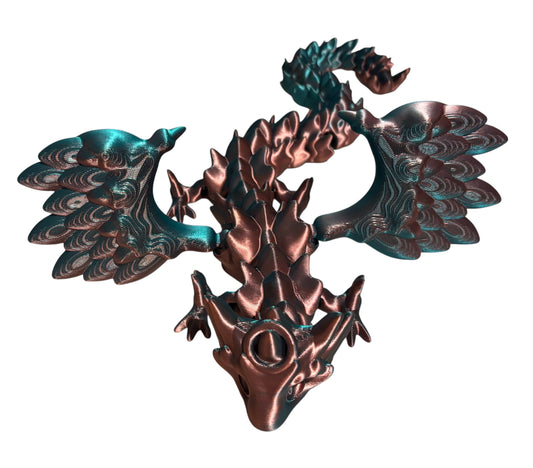 3D printed 14" Angel Dragon - Blue/Green/Coral
