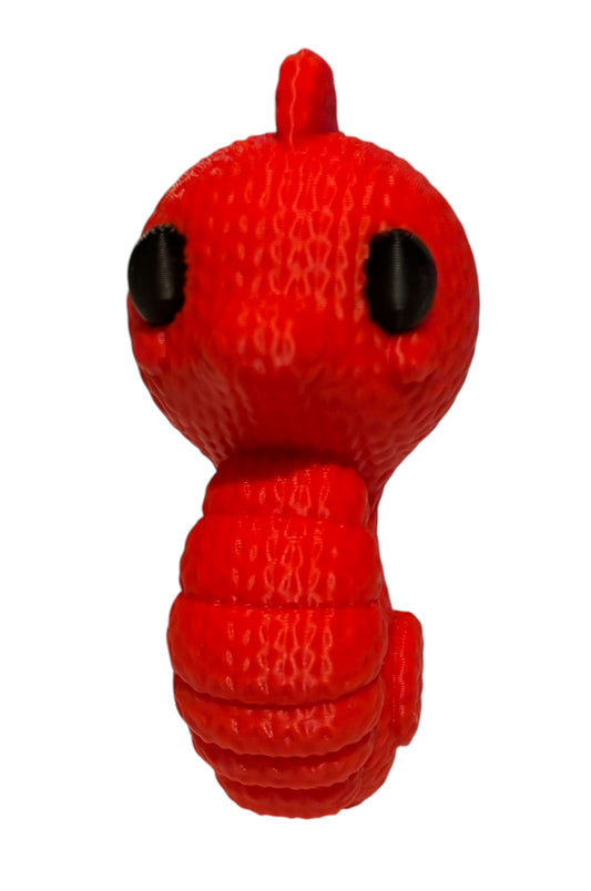 3D printed 4" Knitted Seahorse Red / Black