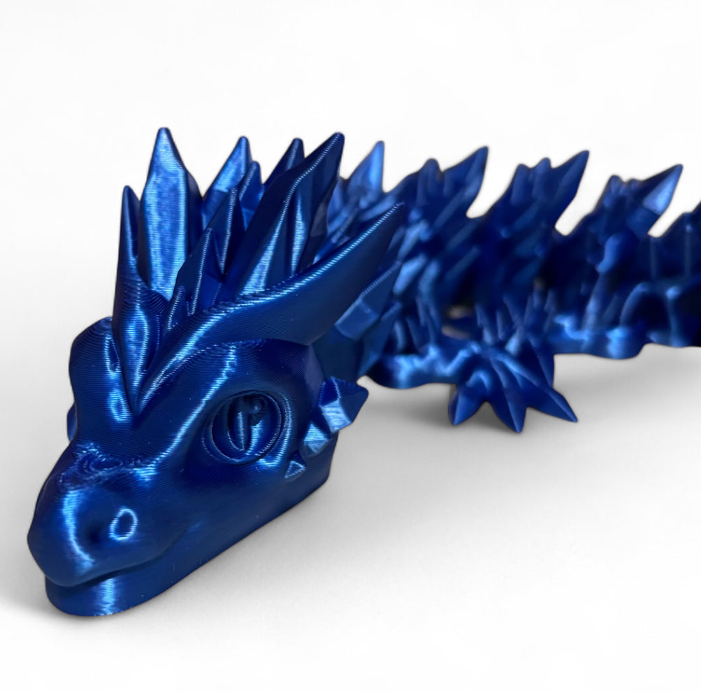 3D printed 24" Crystal Dragon - Blue Silk