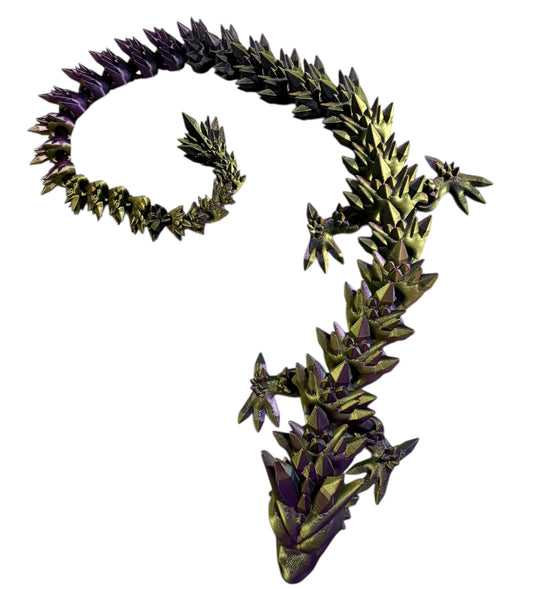 3D printed 24" Crystal Dragon - Black / Gold / Purple
