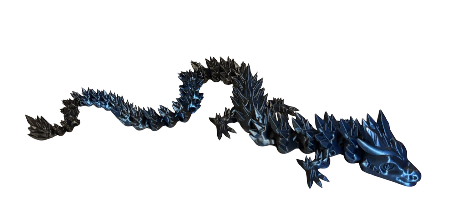 3D printed 24" Crystal Dragon - Black / Blue