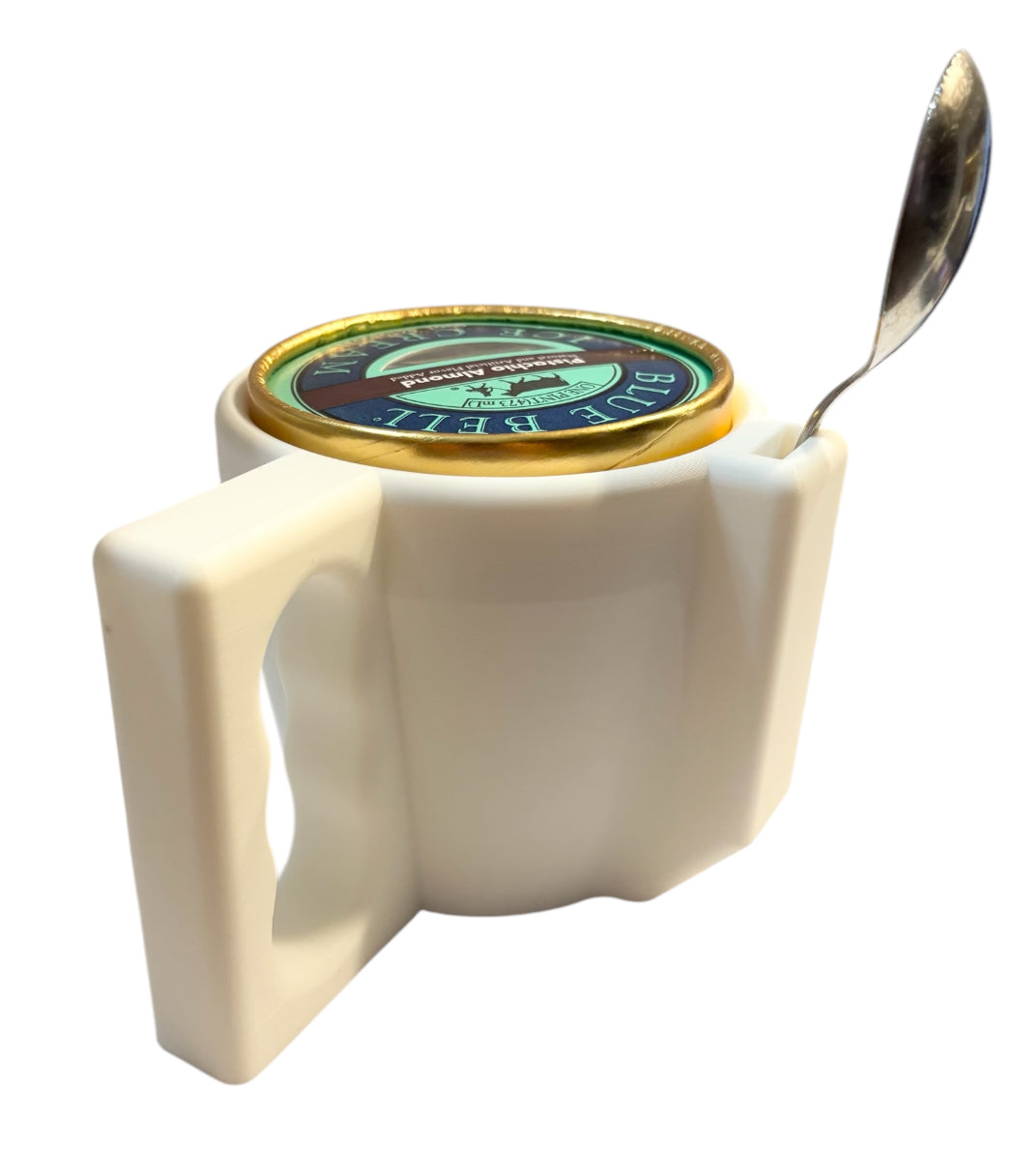 3D Printed Pint Ice Cream Holder - White
