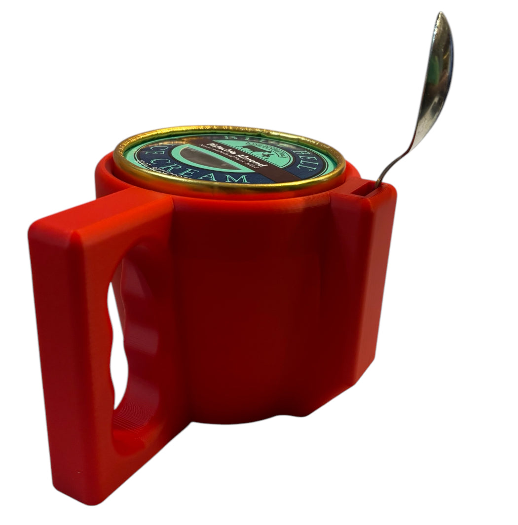 3D Printed Pint Ice Cream Holder - Red