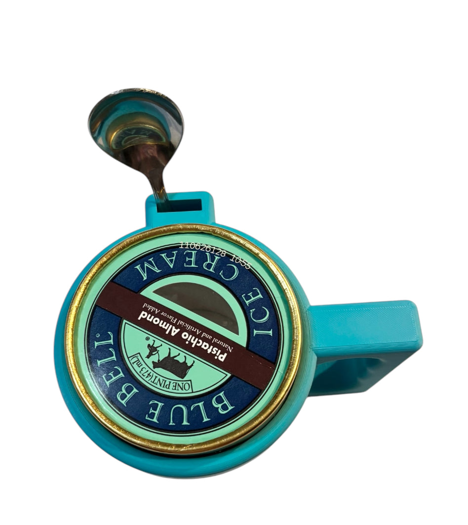 3D Printed Pint Ice Cream Holder - Turquoise