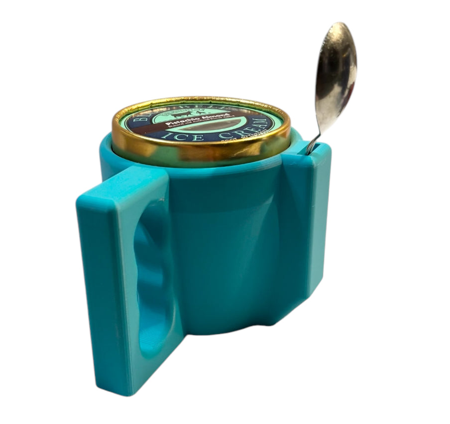 3D Printed Pint Ice Cream Holder - Turquoise