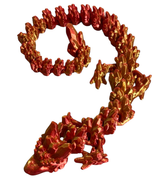 3D printed 24" Stone Dragon - Red/Gold