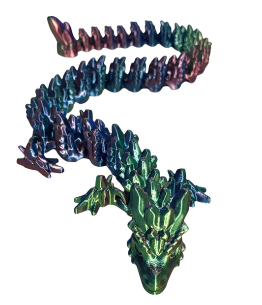 3D printed 24" Stone Dragon - Blue/Green/Purple