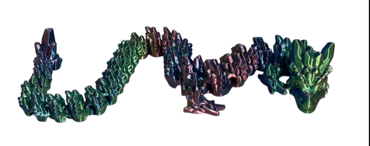 3D printed 24" Stone Dragon - Blue/Green/Purple