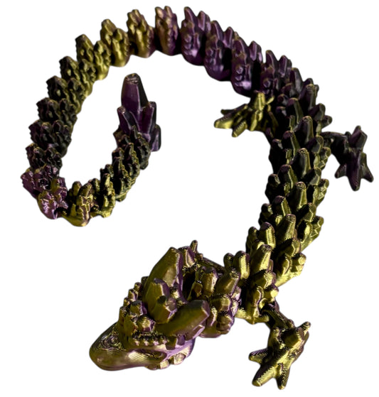 3D printed 24" Stone Dragon - Black/Gold/Purple