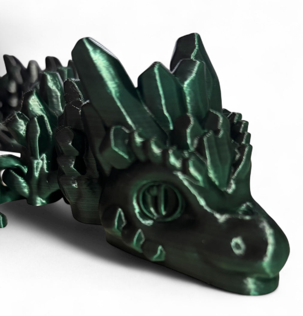 3D printed 24" Stone Dragon - Black Green
