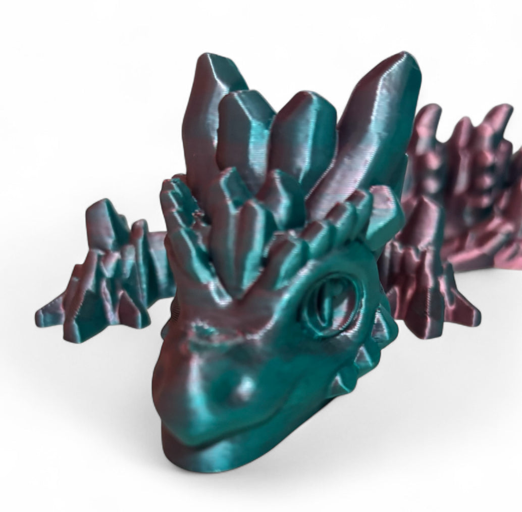 3D printed 24" Stone Dragon - Blue/Green, Coral