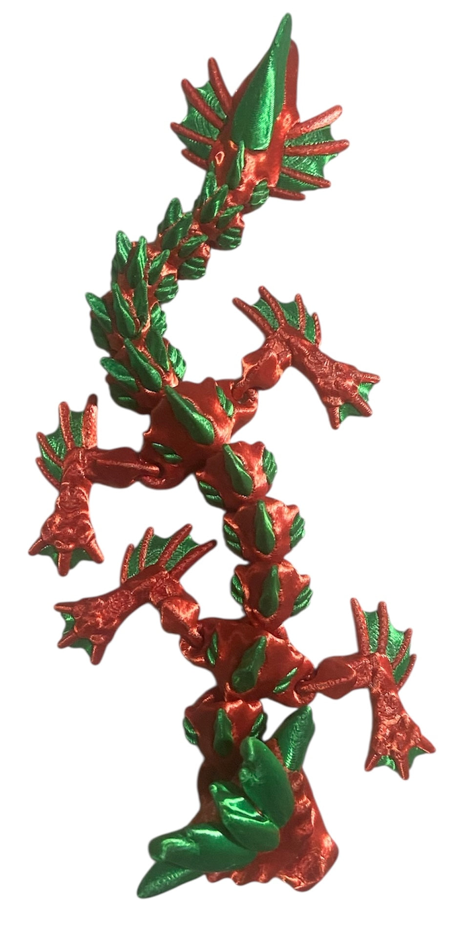 3D printed 9" Wavepiercer Dragon - Red / Green Silk
