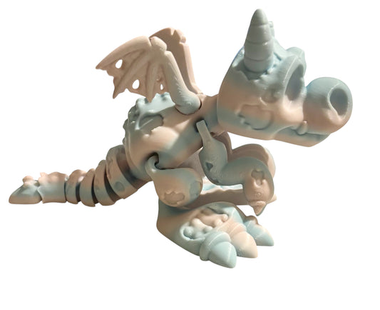 3D printed 7" Wyvern Zombie Dragon - Cotton Candy