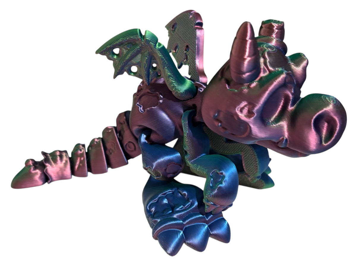 3D printed 7" Wyvern Zombie Dragon - Blue/Green/Purple