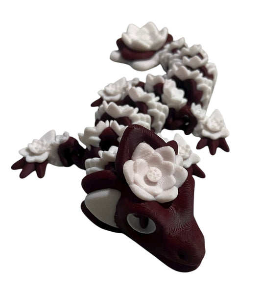 3D printed 8-1/2" Lotus Dragon - Maroon / White