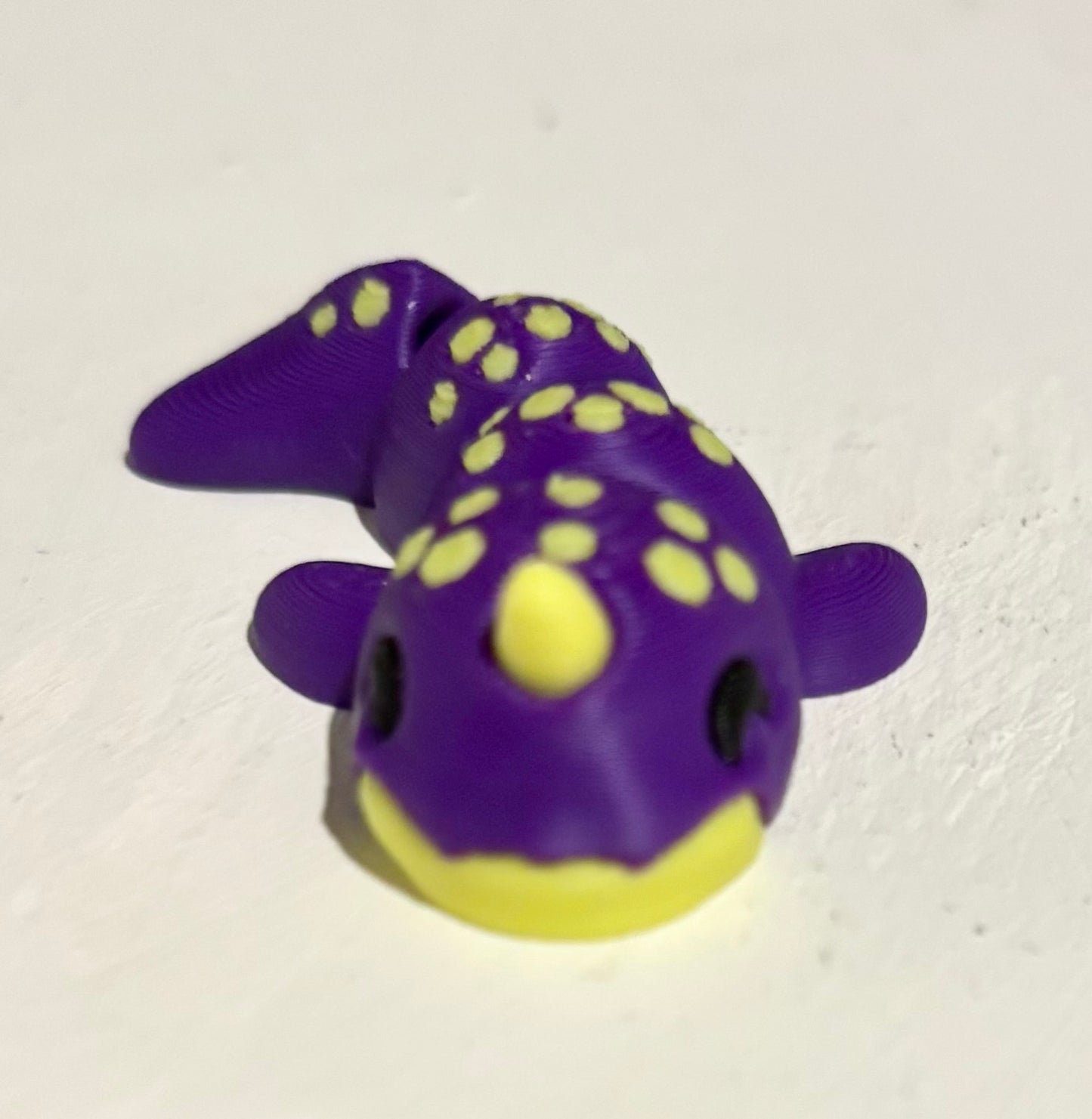 3D printed 2" Narwhal - Purple/Yellow