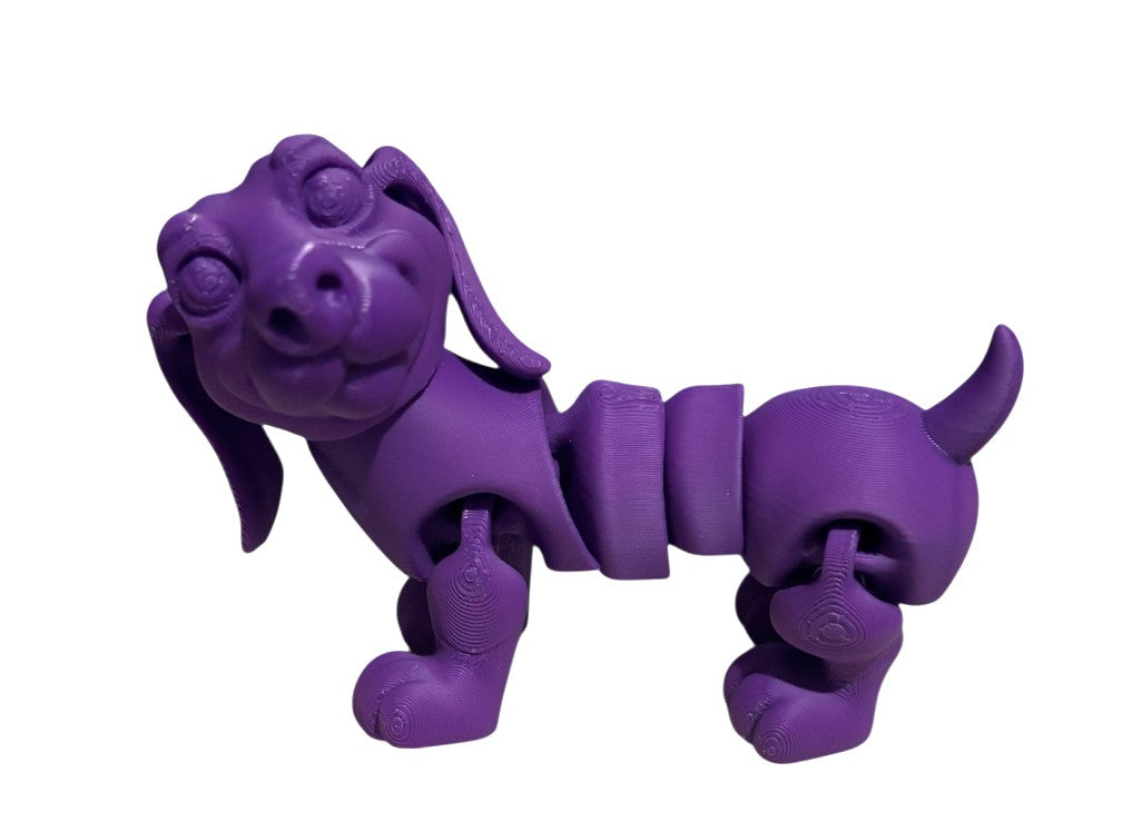 3D printed 4-3/4" Articulated Dachshund - Purple