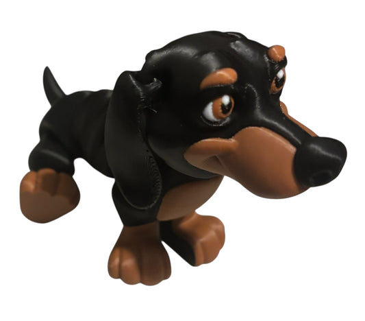 3D printed 4-3/4" Articulated Dachshund - Black / Brown