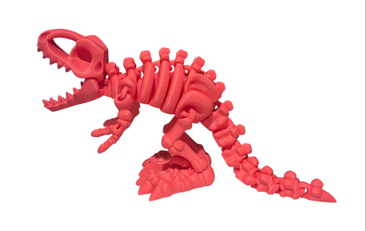 3D printed 10" Flexi T-Rex Skeleton - Hot Pink