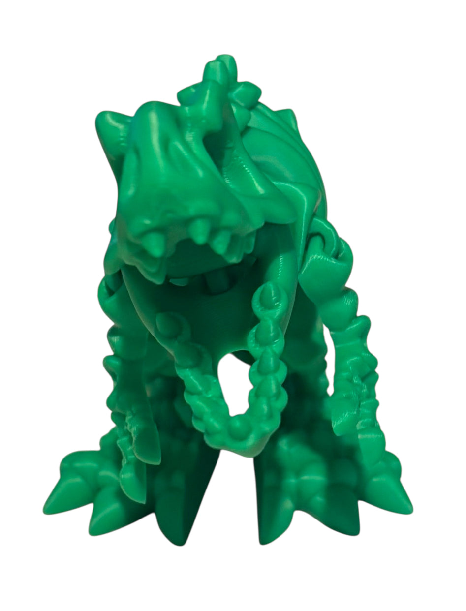 3D printed 10" Flexi T-Rex Skeleton - Green