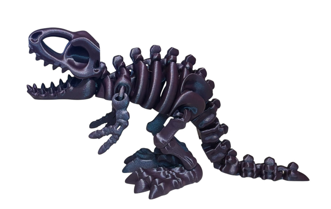 3D printed 10" Flexi T-Rex Skeleton - Purple Galaxy