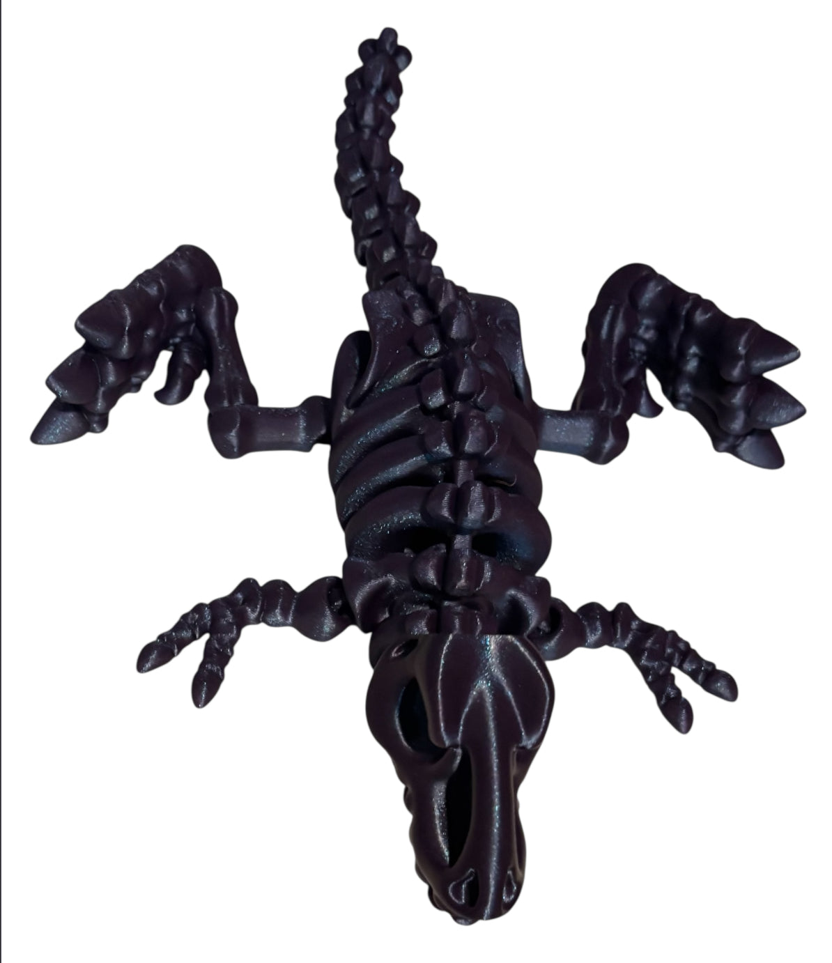 3D printed 10" Flexi T-Rex Skeleton - Purple Galaxy