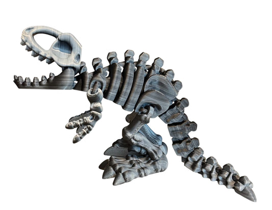 3D printed 10" Flexi T-Rex Skeleton - Black/White