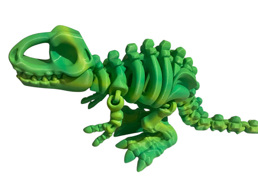 3D printed 10" Flexi T-Rex Skeleton - Mint Lime