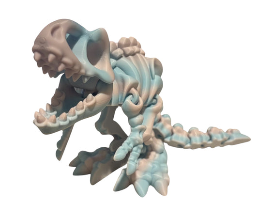 3D printed 10" Flexi T-Rex Skeleton - Cotton Candy