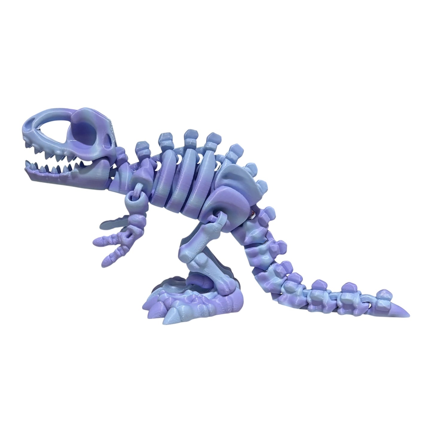 3D printed 10" Flexi T-Rex Skeleton - Blueberry Bubblegum