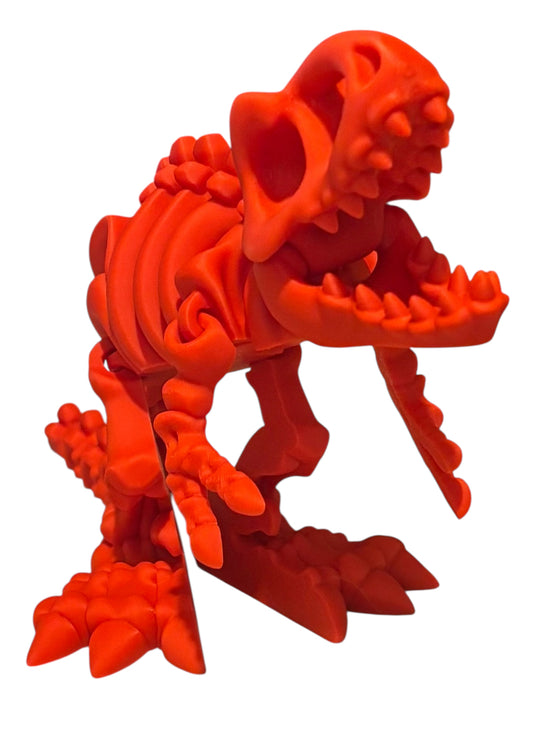 3D printed 7" Flexi T-Rex Skeleton - Lipstick Red