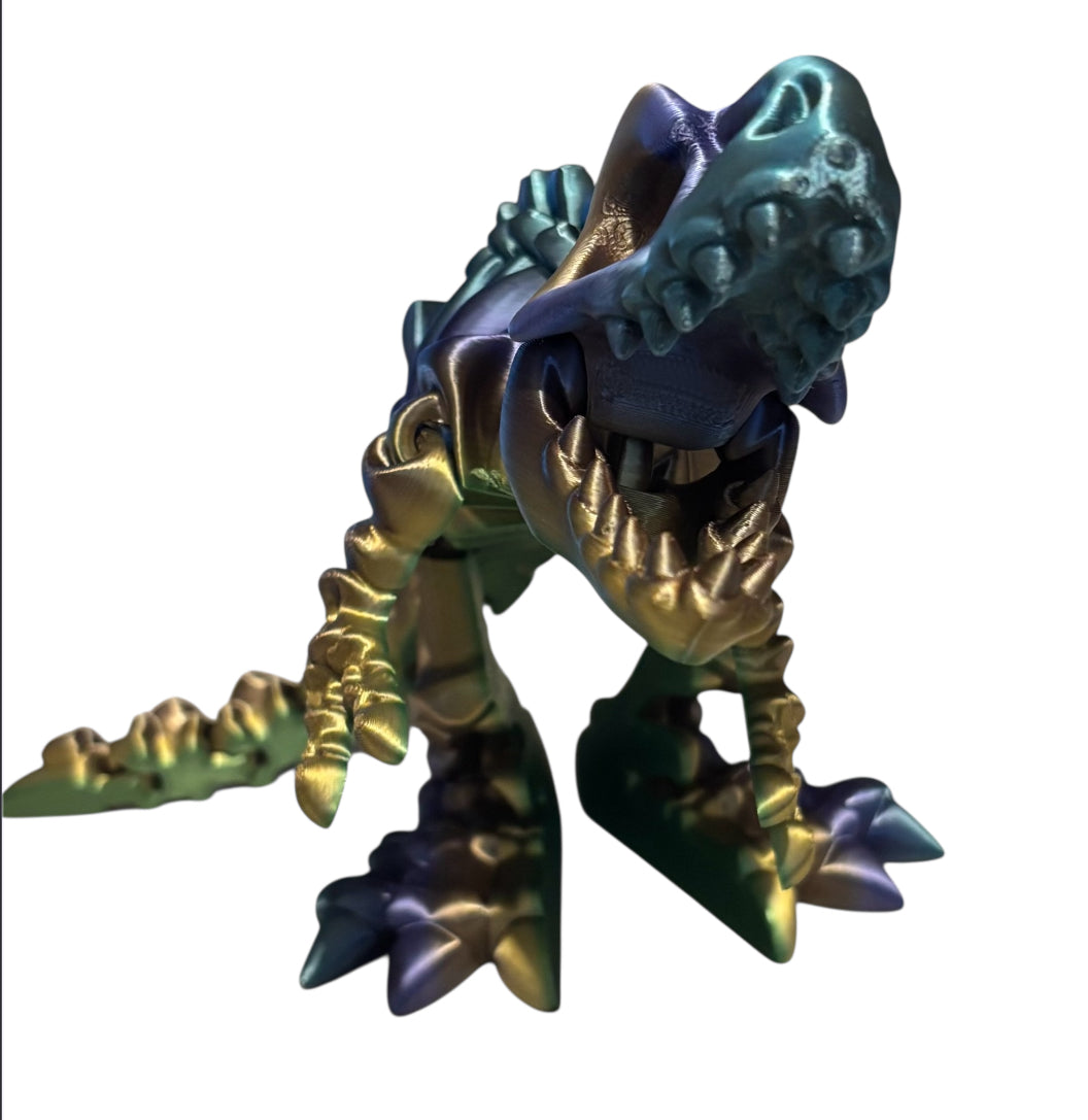 3D printed 10" Flexi T-Rex Skeleton - Rainbow Radiance