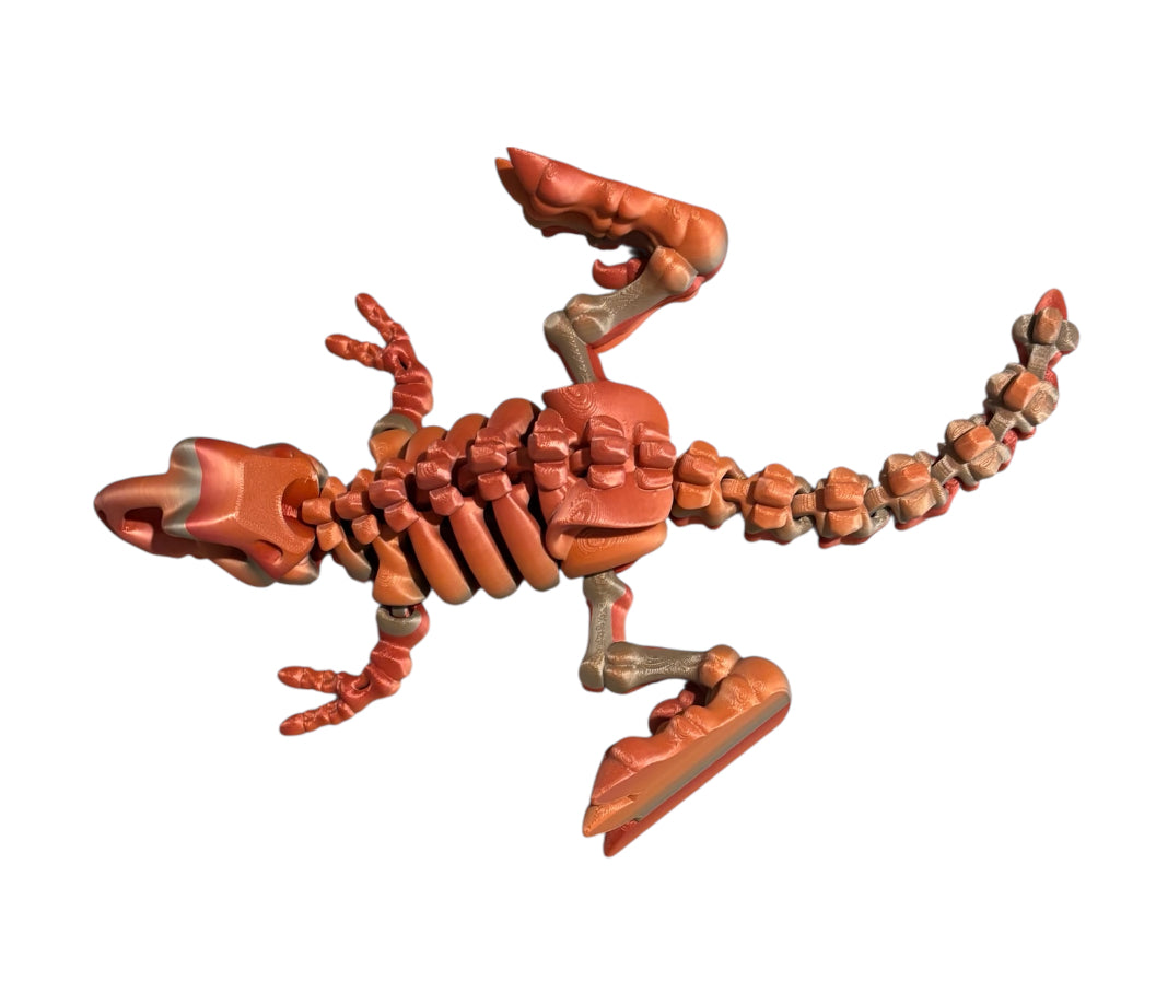 3D printed 10" Flexi T-Rex Skeleton - Psychedelic Silk