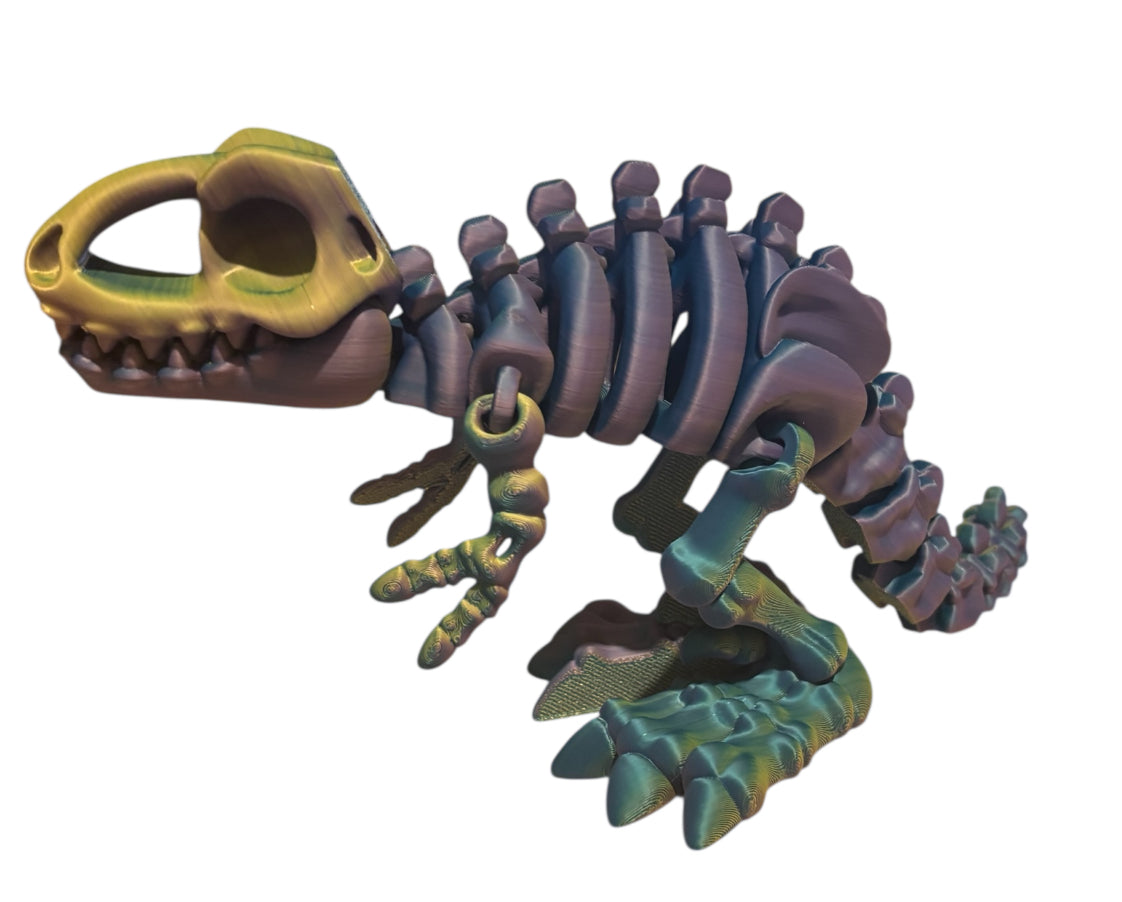 3D printed 10" Flexi T-Rex Skeleton - Sunny Indigo