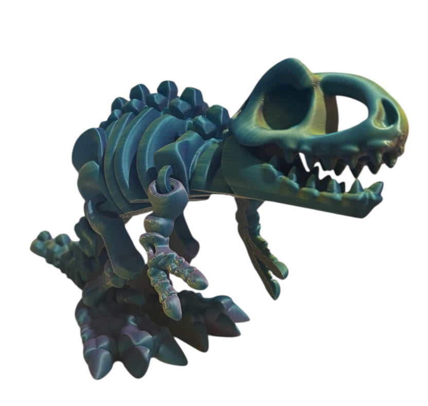 3D printed 7" Flexi T-Rex Skeleton - Sunny Indigo