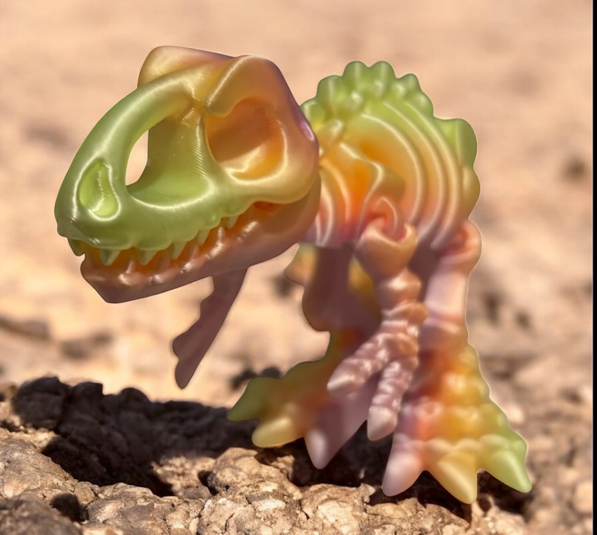 3D printed 10" Flexi T-Rex Skeleton - Candy