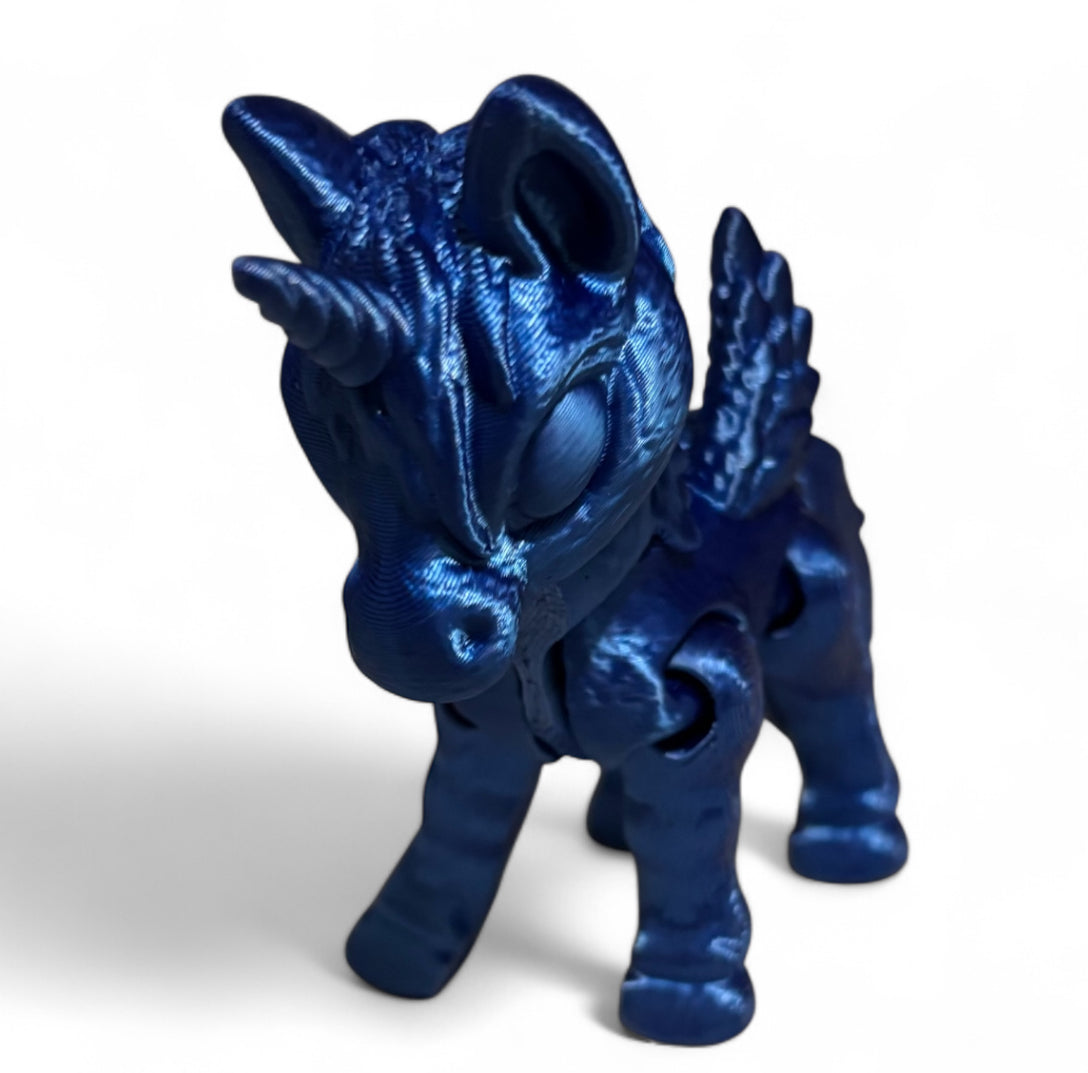 3D printed 8" Alicorn - Blue Silk
