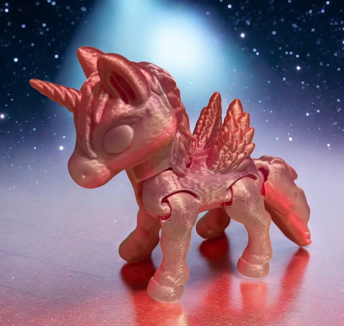 3D printed 3-1/2" Alicorn Peach Blush