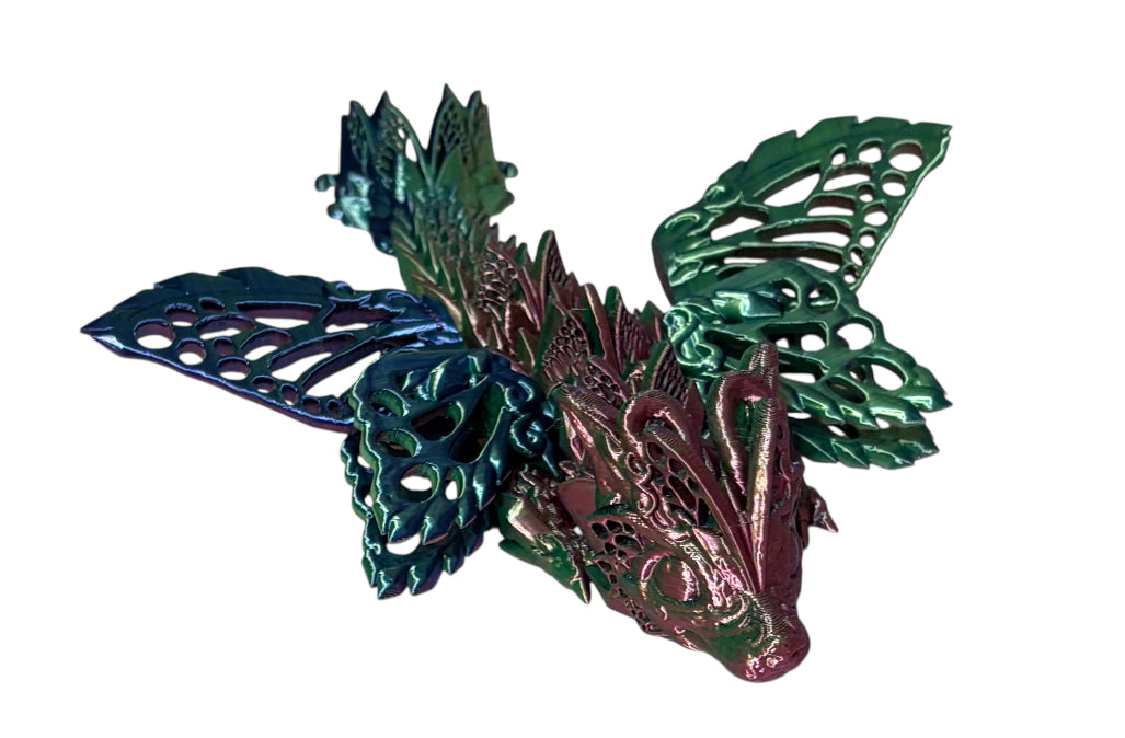 3D printed 9" Baby Fae Wolf Dragon - Blue / Green / Purple