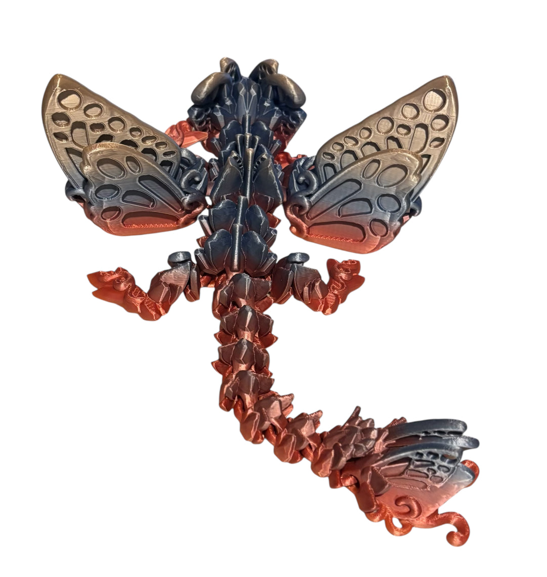3D printed 13" Baby Butterfly Dragon - Psychedelic Silk
