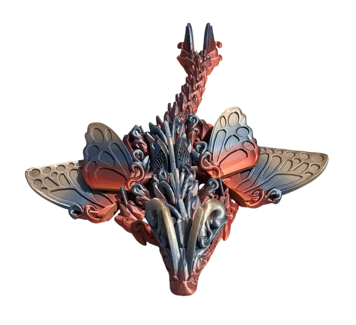 3D printed 13" Baby Butterfly Dragon - Psychedelic Silk